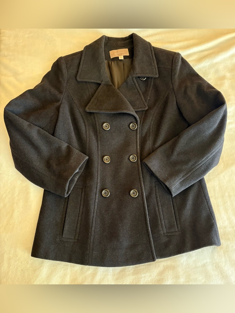 croft & barrow Black Double-Breasted Peacoat